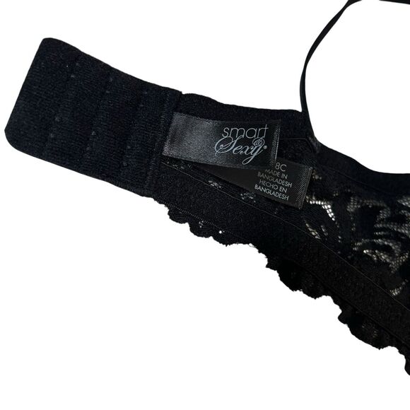 Smart & Sexy Add 2 Cup Sizes Push-Up Bra Black Lace Size 38C - Picture 12 of 14